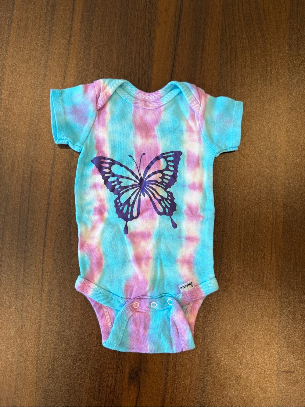 Gerber Tie-Dye Butterfly Bodysuit in Blue and Purple 12m